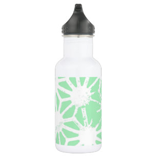 Green geometric pattern stainless steel water bottle