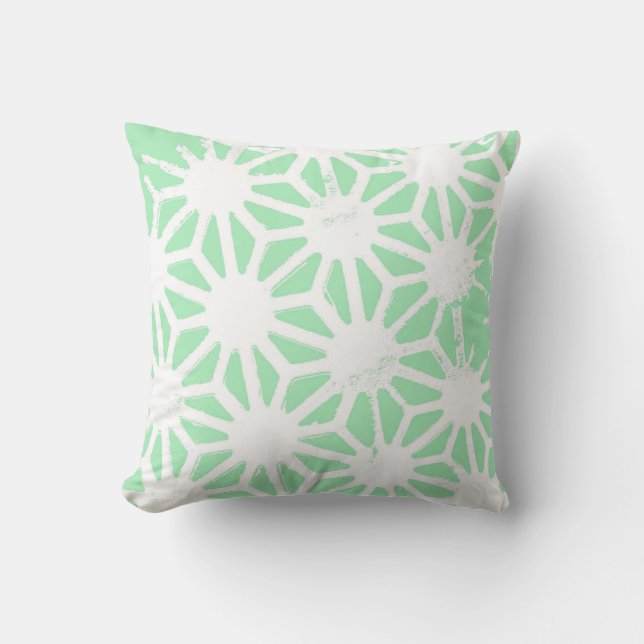Green geometric pattern throw pillow (Front)