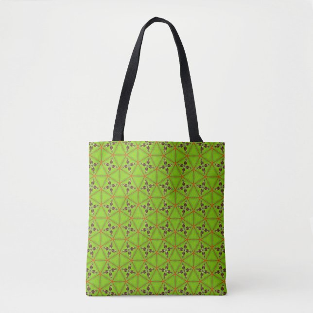 Green Geometric Pattern Tote Bag (Front)
