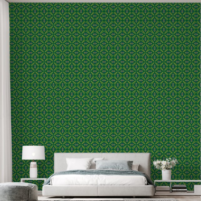 Green geometric pattern wallpaper wallpaper  (Bedroom)