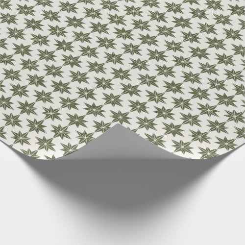 Green geometric pointed stars modern wrapping paper