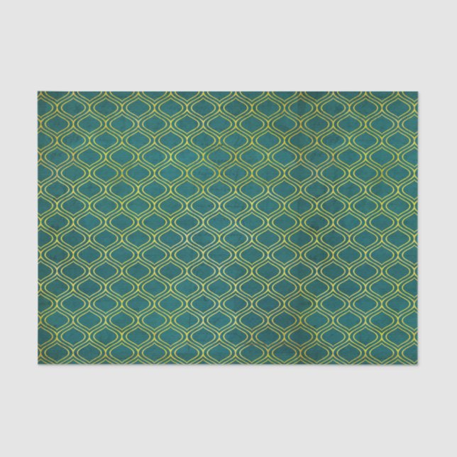 Green Geometric Retro Tissue Paper (Front)