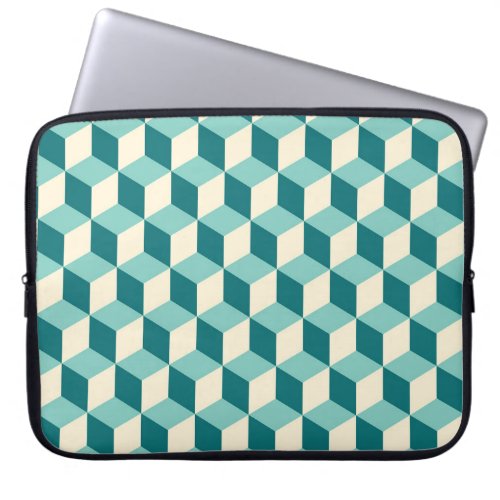 Green Geometric Seamless Cube Background Laptop Sleeve