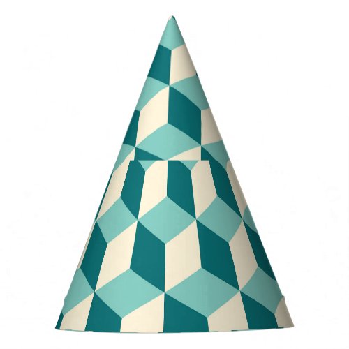 Green Geometric Seamless Cube Background Party Hat