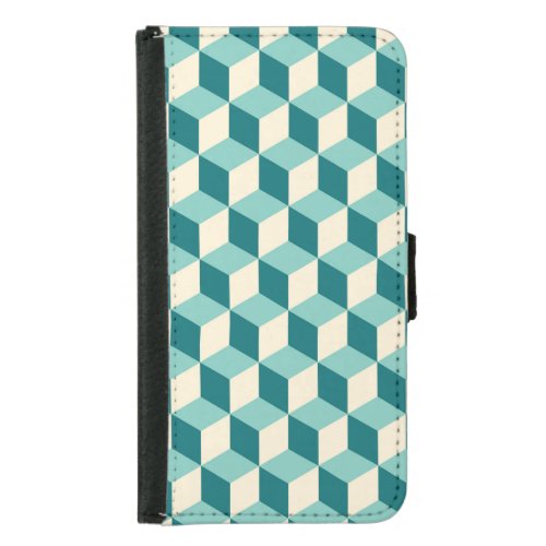 Green Geometric Seamless Cube Background Samsung Galaxy S5 Wallet Case