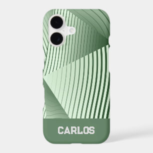 Green Geometric Shapes and Stripes iPhone 17 Case