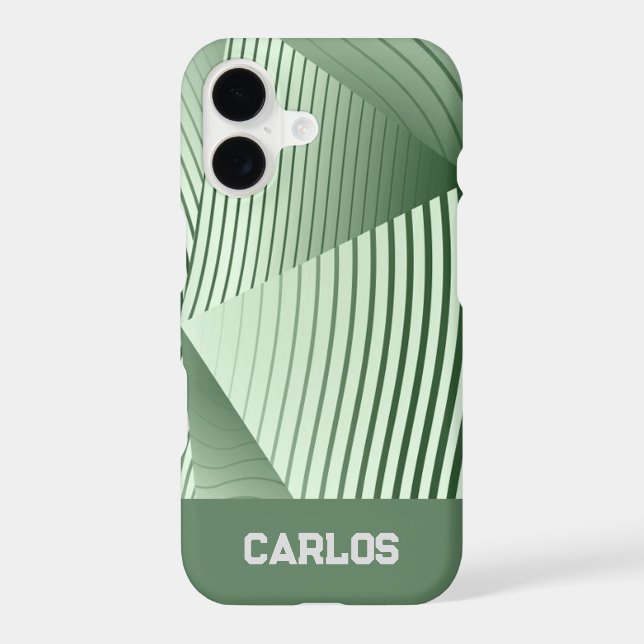 Green Geometric Shapes and Stripes iPhone Case (Back)