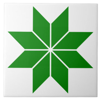 Green geometric star vintage ceramic tile