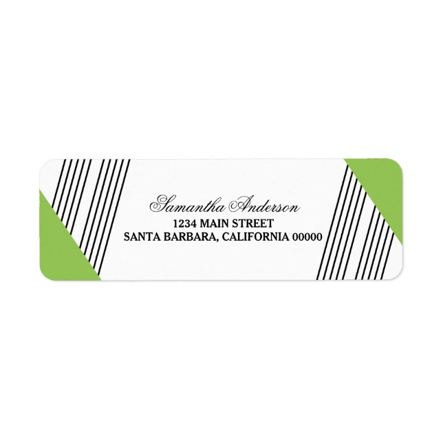 Green Geometric Stripe Address Labels (Front)