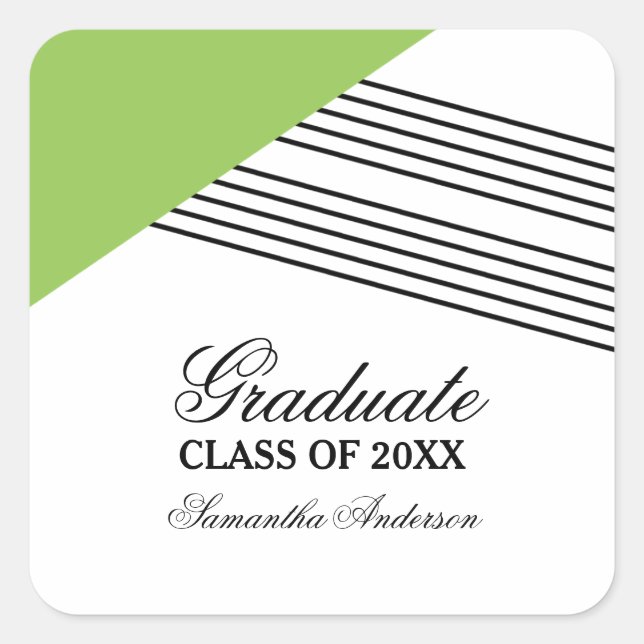 Green Geometric Stripe Graduation Stickers (Front)
