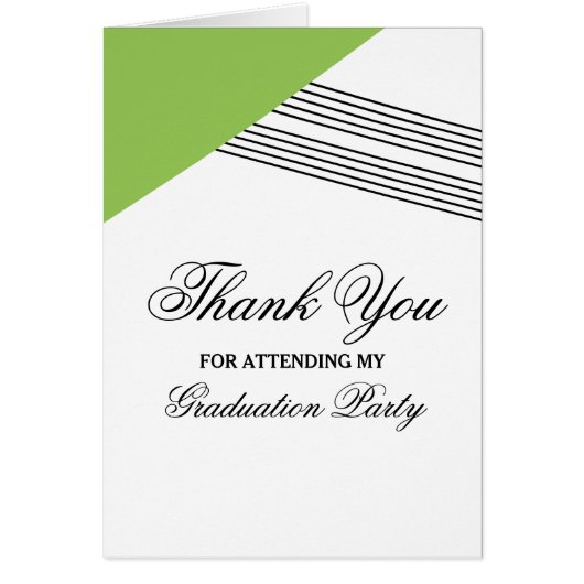 Green Geometric Stripe Graduation Thank You Card (Front)