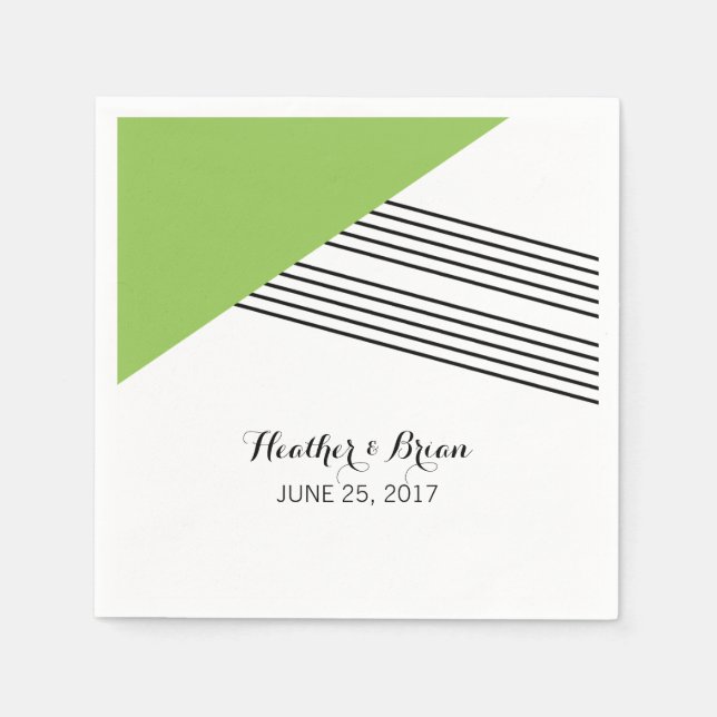 Green Geometric Stripe Paper Napkins (Front)