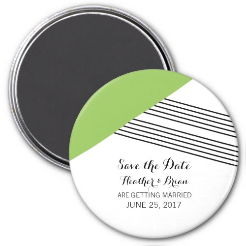 Green Geometric Stripe Save the Date Magnet