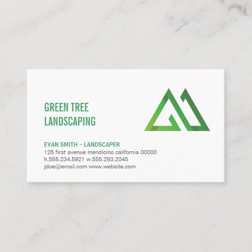 Green Geometric  Stylized Natural Logo Business Card