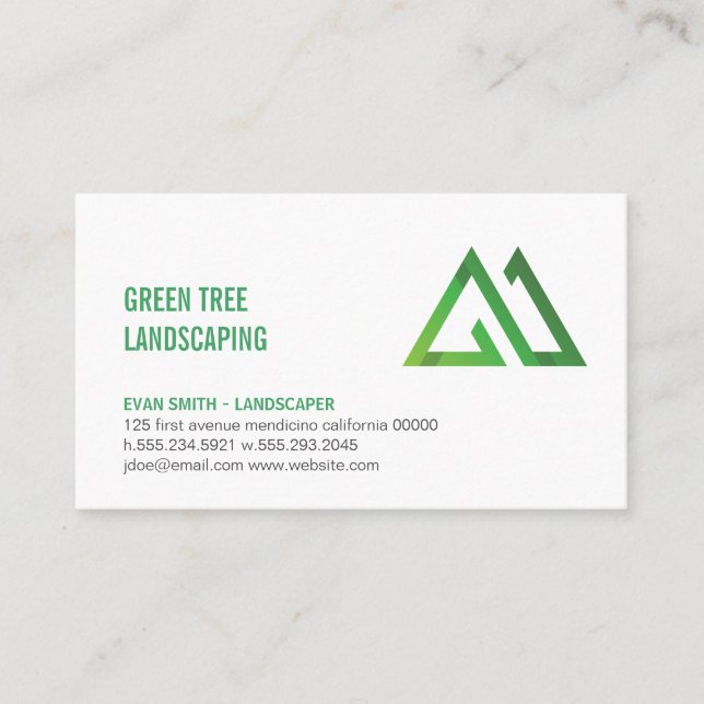 Green Geometric | Stylized Natural Logo Business Card (Front)