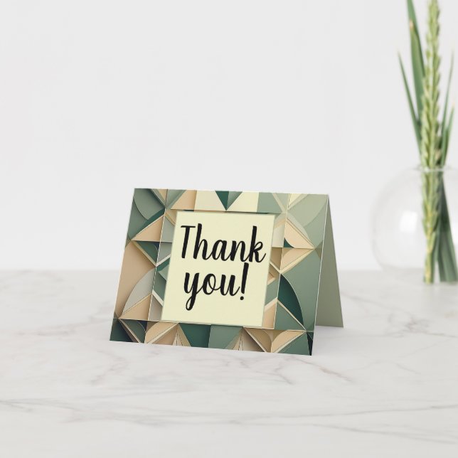 Green Geometric Thank you card (Front)