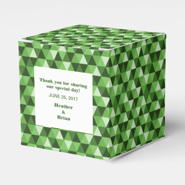 Green Geometric Triangles Favor Box (Front Side)