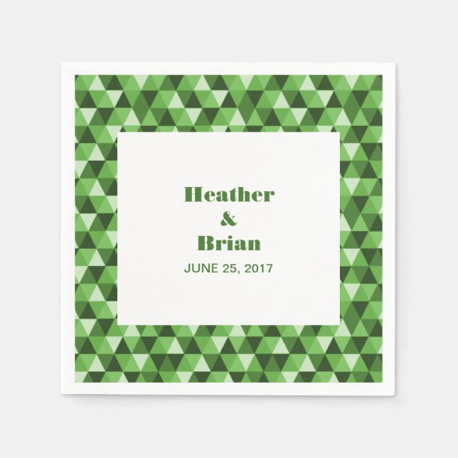 Green Geometric Triangles Paper Napkins (Front)