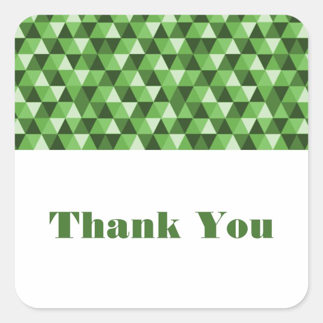 Green Geometric Triangles Thank You Stickers (Front)
