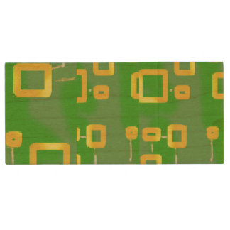 Green Geometric USB Wooden Flash Drive