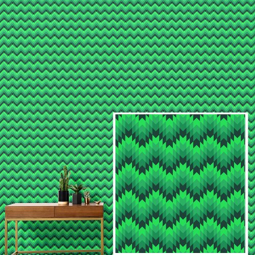 Green Geometric Waves Stripes Wallpaper