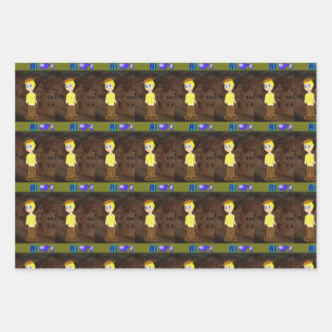 Green Geometric Wrapping Paper Flat Sheet Set of 3