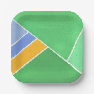 Green Geometry Paper Plates