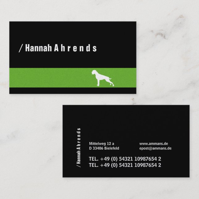 Green German Boxer Business Card (Front/Back)