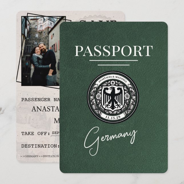 Green Germany Passport Save The Date (Front/Back)