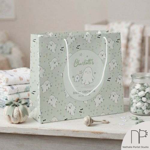 Green Ghost Baby Shower Large Gift Bag