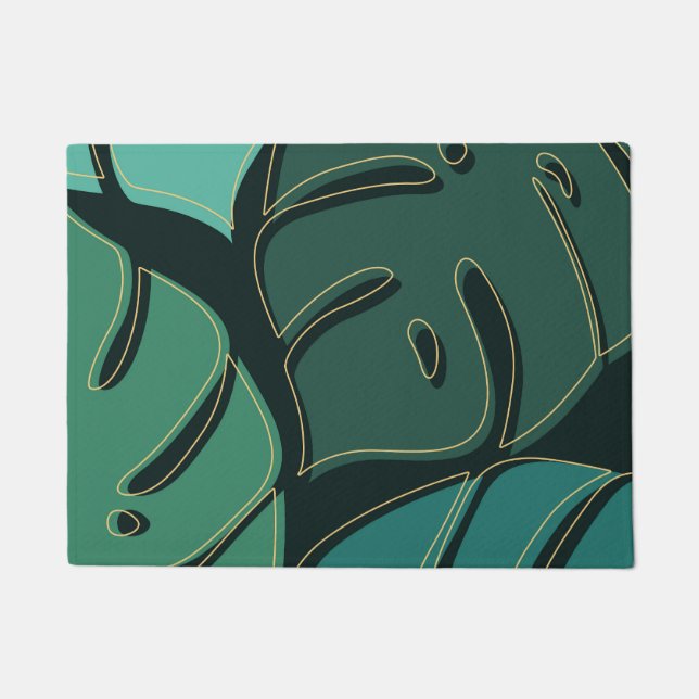 Green giant monstera leaves design doormat (Front)