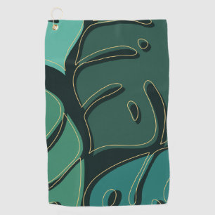 Green giant monstera leaves design golf towel