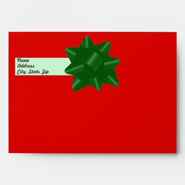 Green Gift Bow Envelope Template (Front)
