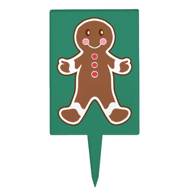 Green Gingerbread Boy Cake Topper (Front)