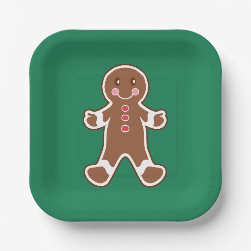Green Gingerbread Boy Paper Plates