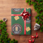 Green Gingerbread Cookie Chalkboard Script Name Wrapping Paper<br><div class="desc">A cute gingerbread boy and girl pattern on dark gray chalkboard circles with gift box presents, all on a green background, will delightfully help decorate your gifts for Christmas. Feel the warmth and joy of the holiday season whenever you use this fun, simple, modern, custom name, holiday wrapping paper. Customize...</div>