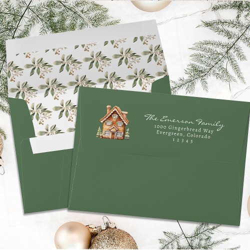 Green Gingerbread Holiday Envelope