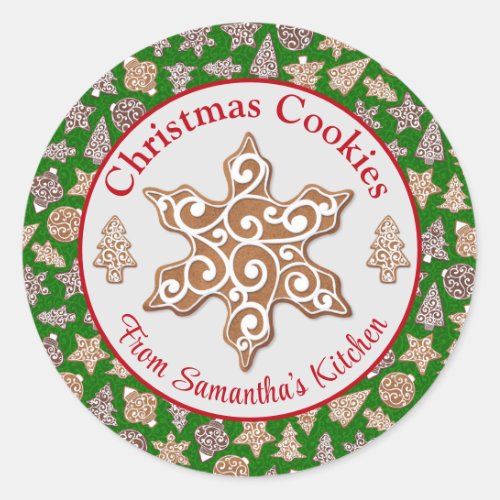 Green Gingerbread Homemade Christmas Cookies Classic Round Sticker