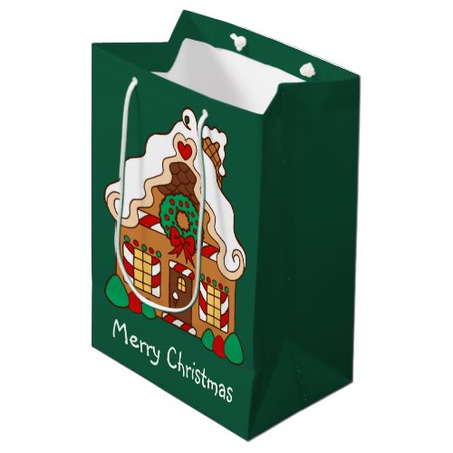 Green Gingerbread House Christmas Gift Bag