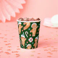 12 oz. Holiday Recyclable Paper Cup - Gingerbread Bash (Brown