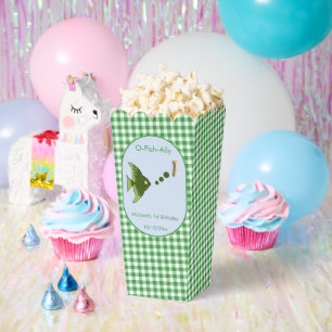Green Gingham 1st Birthday 3 Photo Favor Box