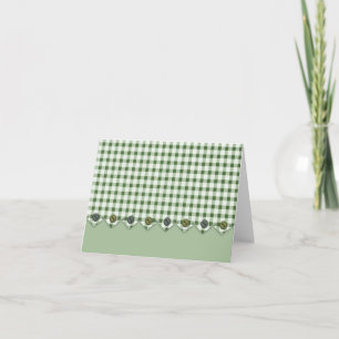 Green Gingham and Buttons Note Card