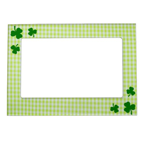 Green Gingham and Shamrocks Magnetic Picture Frame