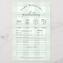 Green Gingham Baby Predictions Game