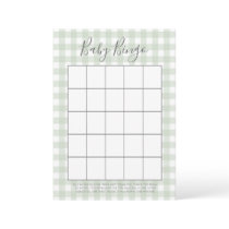 Green Gingham Baby Shower Bingo Cards