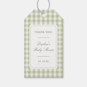 Green Gingham Baby Shower Gift Tags