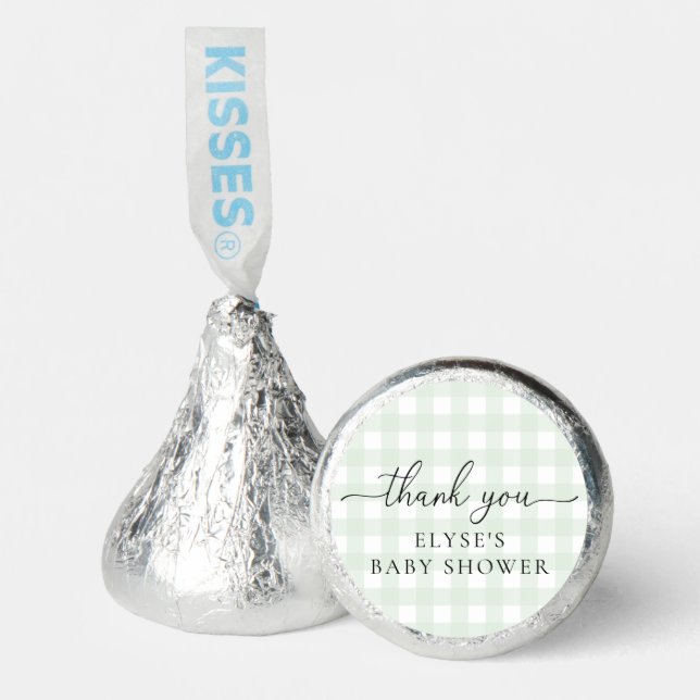 Green Gingham Baby Shower Hershey®'s Kisses® (Front)