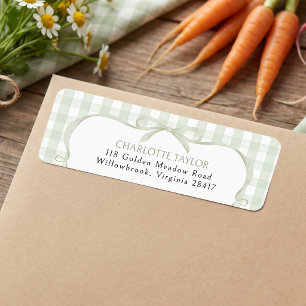 Green Gingham Baby Shower Label