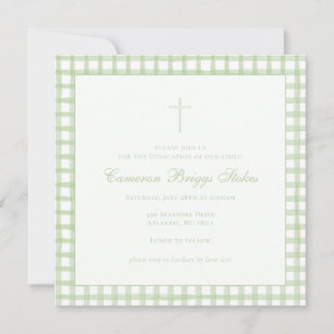 Green Gingham Baptism/Dedication Invitation