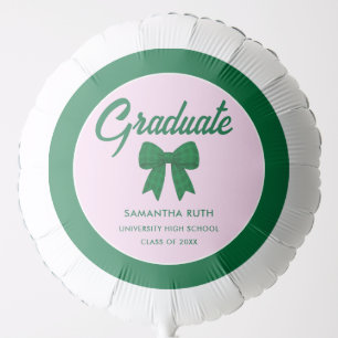 Green Gingham Bow Graduation Party Balloon
